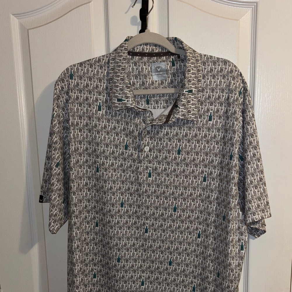 Callaway Men's Black and White Patterned Polo Shirt
